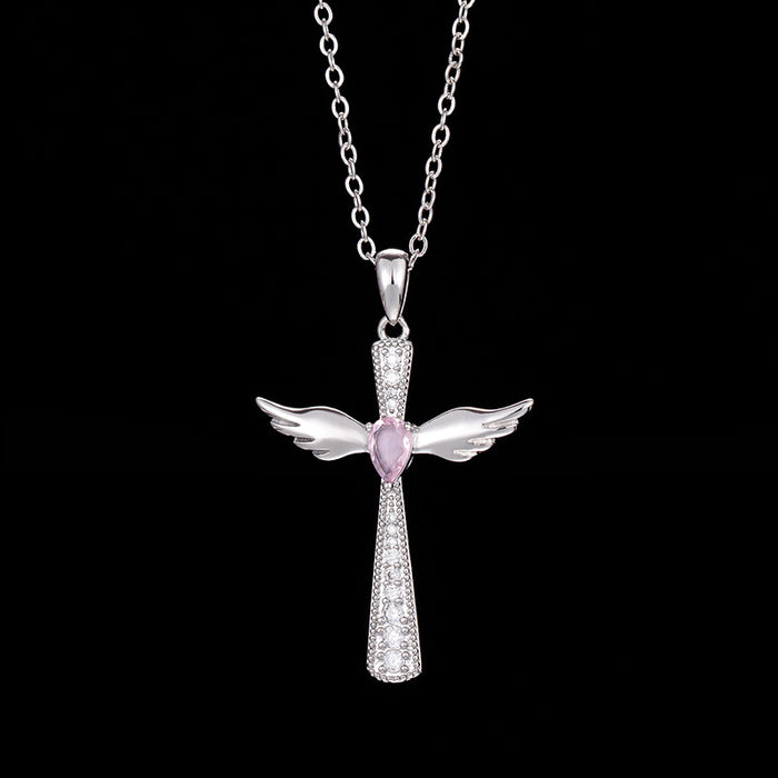 Wholesale Pendant crossing Born in the wings of the stone crossing angel's wings MOQ≥2 JDC-PT-MLJ003