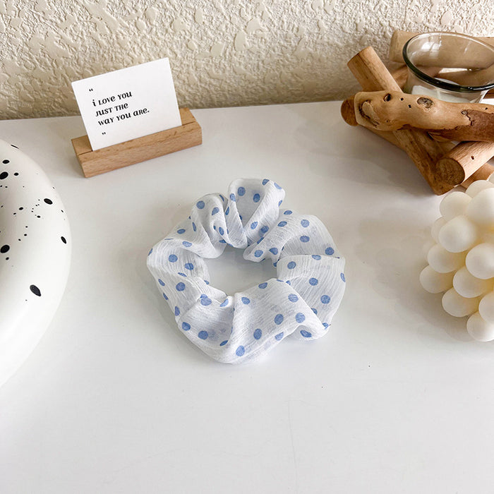 Wholesale refreshing blue and white polka dot flower hair ring JDC-HS-MS017