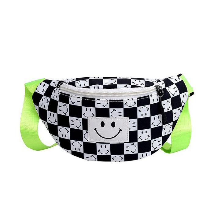 Wholesale Vintage Chest Bag One Shoulder Children Checkerboard Klein Blue JDC-SD-KR061