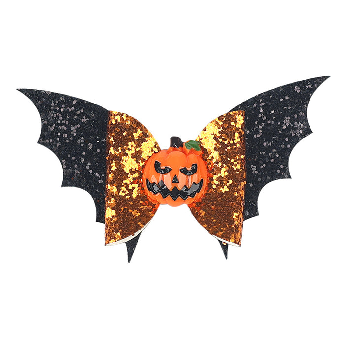 Wholesale Children's Hair Clip Halloween Bat Pumpkin Head Leather JDC-HC-QiuN004