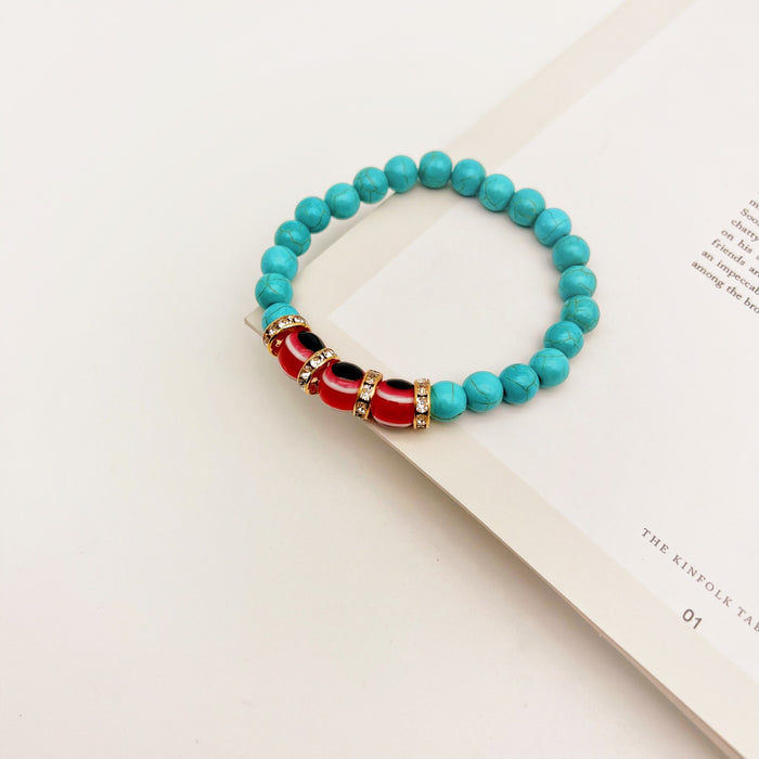 Wholesale Blue Eyes 8mm Bohemian Couple Style Green Bracelet MOQ≥2 JDC-BT- QingH005