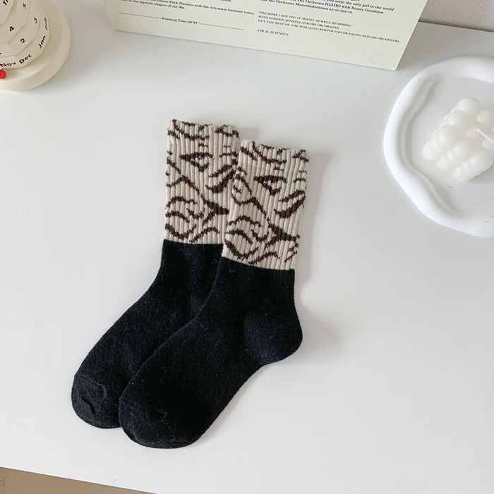 Wholesale Sock Wool Mid Tube Sweat Absorbing Winter Thickening Warm Leopard Print MOQ≥3 JDC-SK-ZJHY001