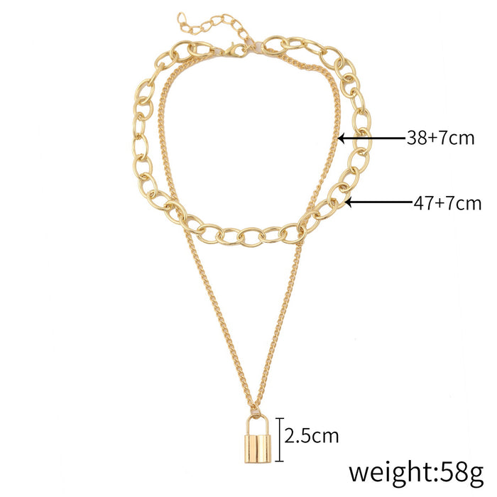 Wholesale multi-layer necklace ins wind lock necklace women all match JDC-NE-ManY001