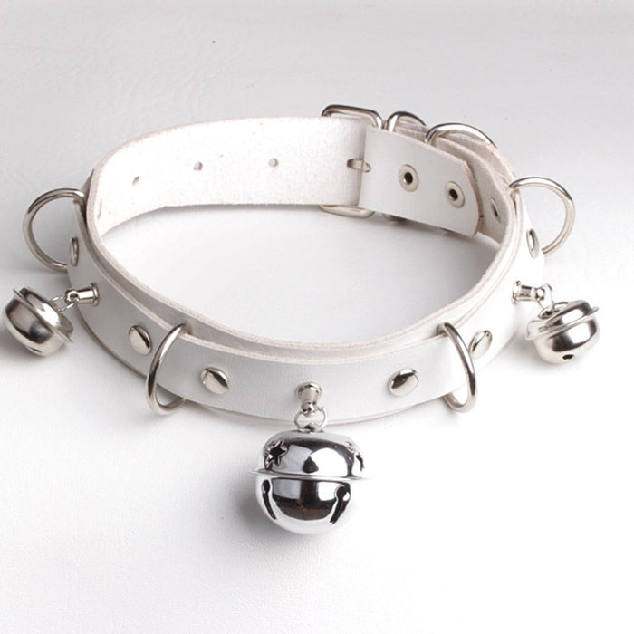 Wholesale double layer pu leather sexy big bell collar bondage choker necklace MOQ≥2 JDC-NE-HJ004