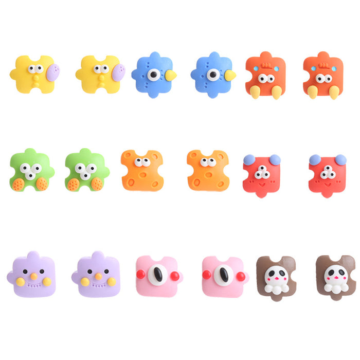 Wholesale Earrings Resin Cute Little Monster Puzzle JDC-ES-ChTeng010