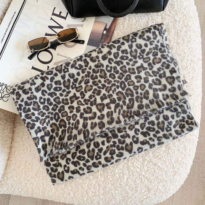 Wholesale Scarf Imitation Cashmere Winter Warm Leopard Thick Shawl JDC-SF-GSCM021