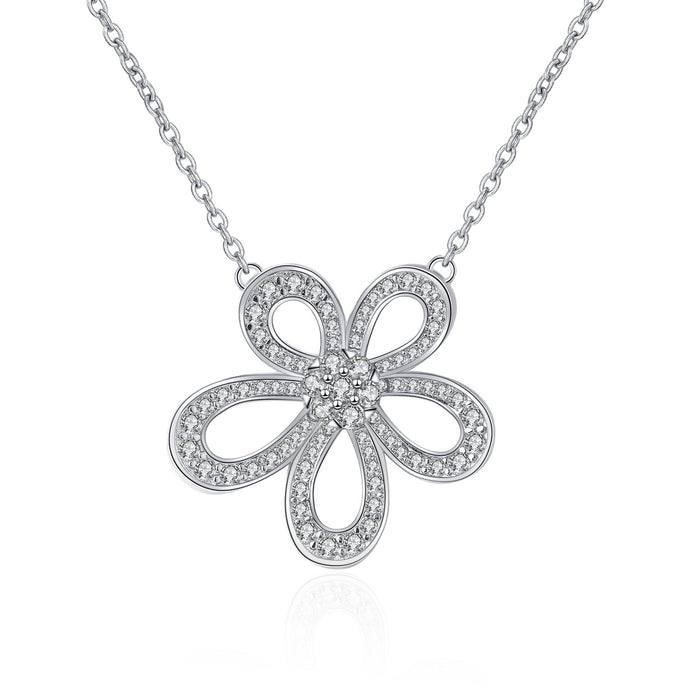 Wholesale Necklace Women's Five Petal Flower Micro-set Zircon Pendant JDC-NE-BLX059