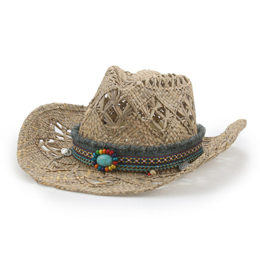 Jewelry WholesaleWholesale Roll-brimmed Malan Straw Hat Hollow Ethnic Cowboy Hat JDC-FH-Guanchuan012 Fashionhat 冠川 %variant_option1% %variant_option2% %variant_option3%  Factory Price JoyasDeChina Joyas De China