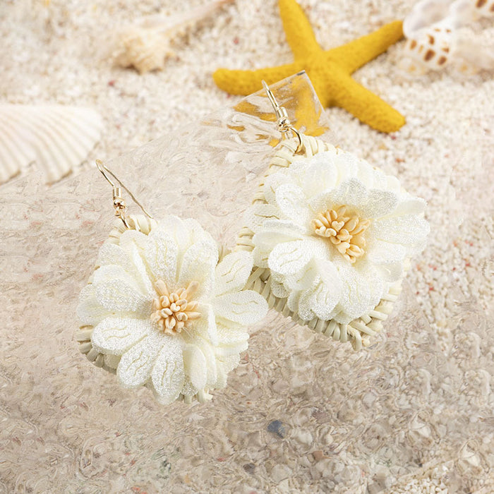 Wholesale Pastoral Flower Rattan Earrings MOQ≥3 JDC-ES-XLH001