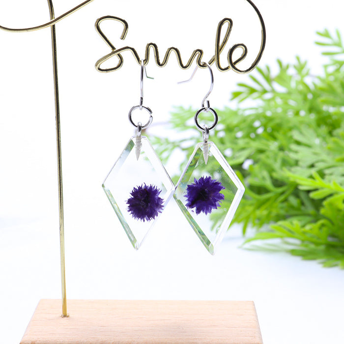 Wholesale dried plant flower pendant earrings small daisy JDC-ES-Songx031