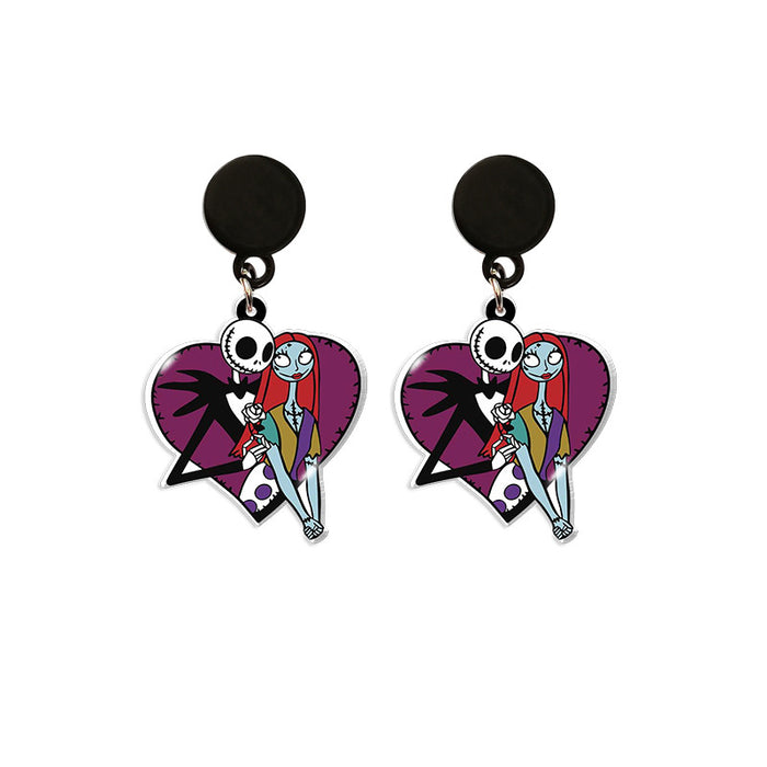 Wholesale Earrings Resin Halloween Fright Print Earrings (M) MOQ≥5 JDC-ES-XiangL028