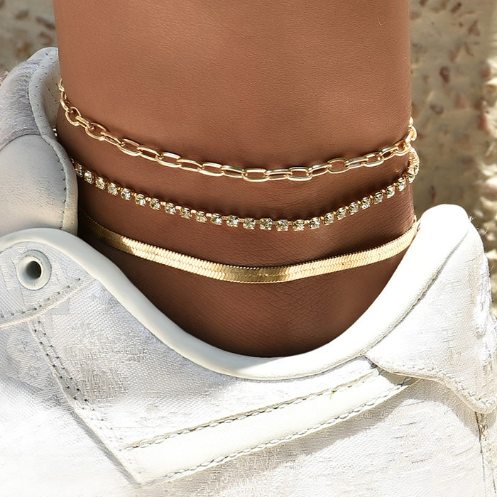 Jewelry WholesaleWholesale Multilayer Metal Chain Bead Chain Anklet Combination JDC-AS-Xujue002 Anklets 旭爵 %variant_option1% %variant_option2% %variant_option3%  Factory Price JoyasDeChina Joyas De China