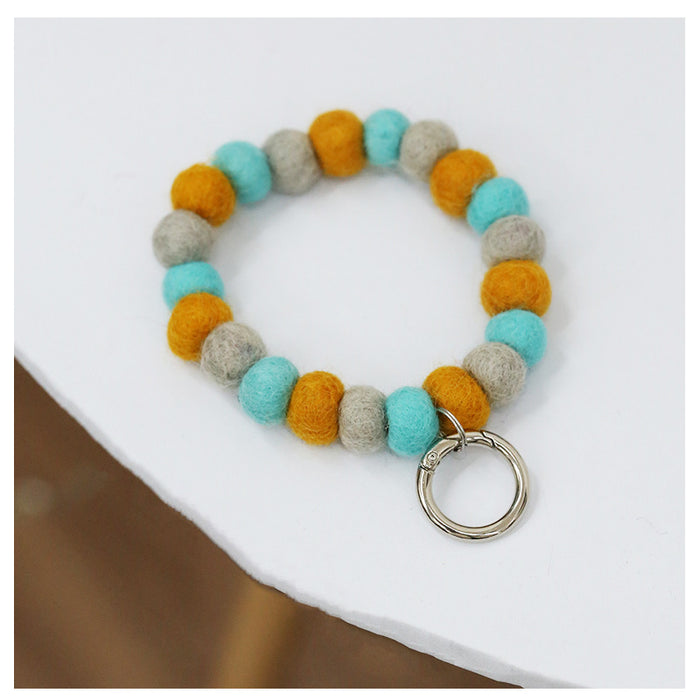 Wholesale cute wool felt ball bag pendant bracelet with keychain MOQ≥5 JDC-KC-FGu001