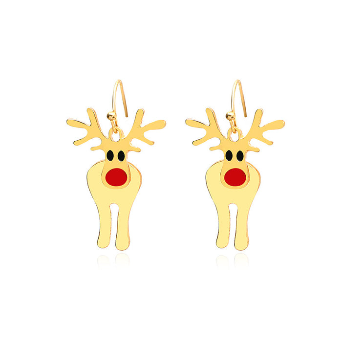 Wholesale Earrings Alloy Enamel Christmas Elk Snowflakes JDC-ES-A555