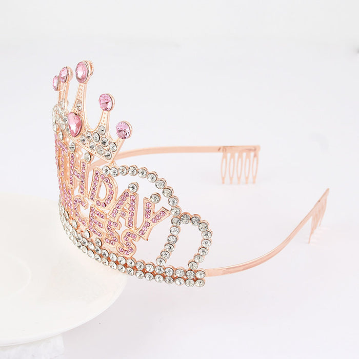 Jewelry WholesaleWholesale Birthday Crown Rhinestone Metal Headband MOQ≥2 JDC-HD-YCh008 Headband 一诚 %variant_option1% %variant_option2% %variant_option3%  Factory Price JoyasDeChina Joyas De China