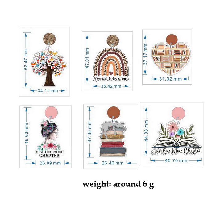 Wholesale acrylic tree rainbow cat teacher earrings MOQ≥2 JDC-ES-XUEP039