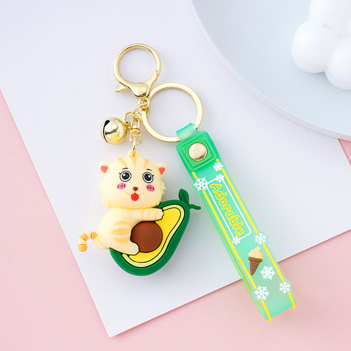 Wholesale cartoon cute cat hugging fruit keychain doll JDC-KC-XiangY014