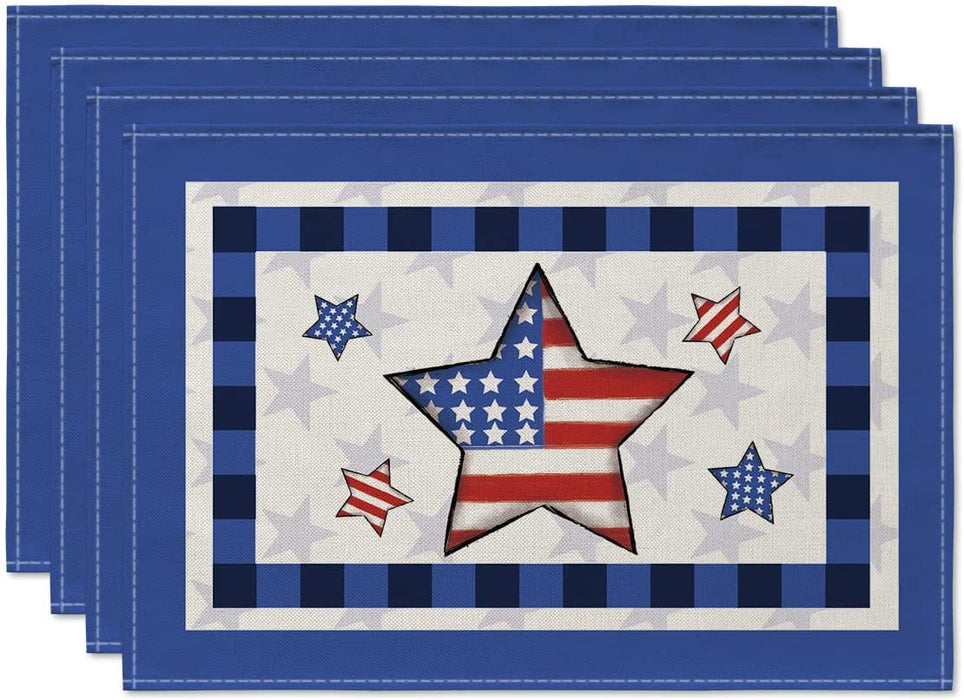 Wholesale 4th of July Independence Day Linen Dinner Table Coaster MOQ≥2 JDC-TC-OuH001