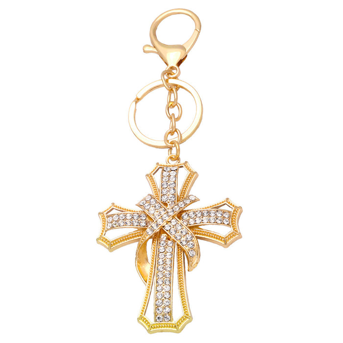 Wholesale Keychains Metal Rhinestone Cross JDC-KC-AS010