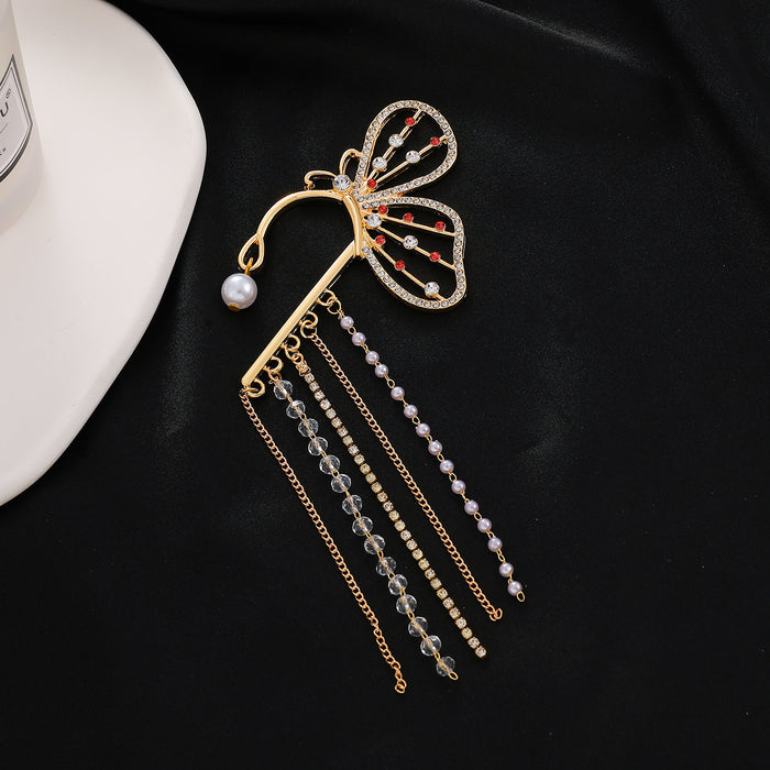 Jewelry WholesaleWholesale Crystal Tassel Butterfly Alloy Single Ear Clip JDC-ES-D793 Earrings 晴雯 %variant_option1% %variant_option2% %variant_option3%  Factory Price JoyasDeChina Joyas De China