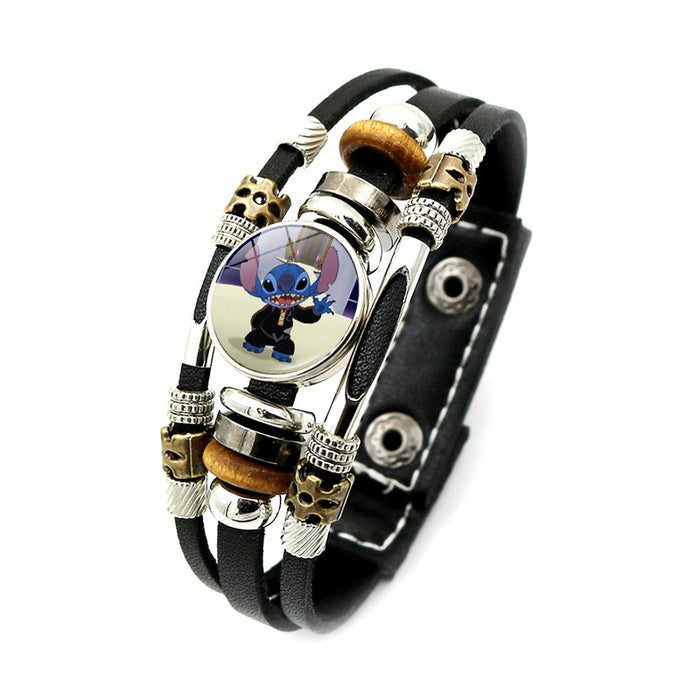 Wholesale Cartoon Alloy Glass Leather Cord Bracelet (M) JDC-BT-XuS006