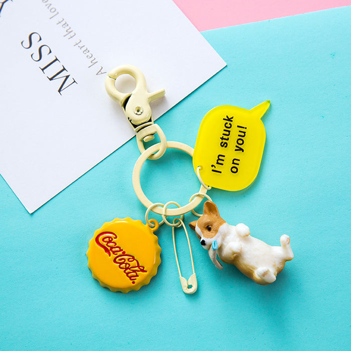 Wholesale Cartoon Resin Dog Cute Keychains MOQ≥2 JDC-KC-QiaM012