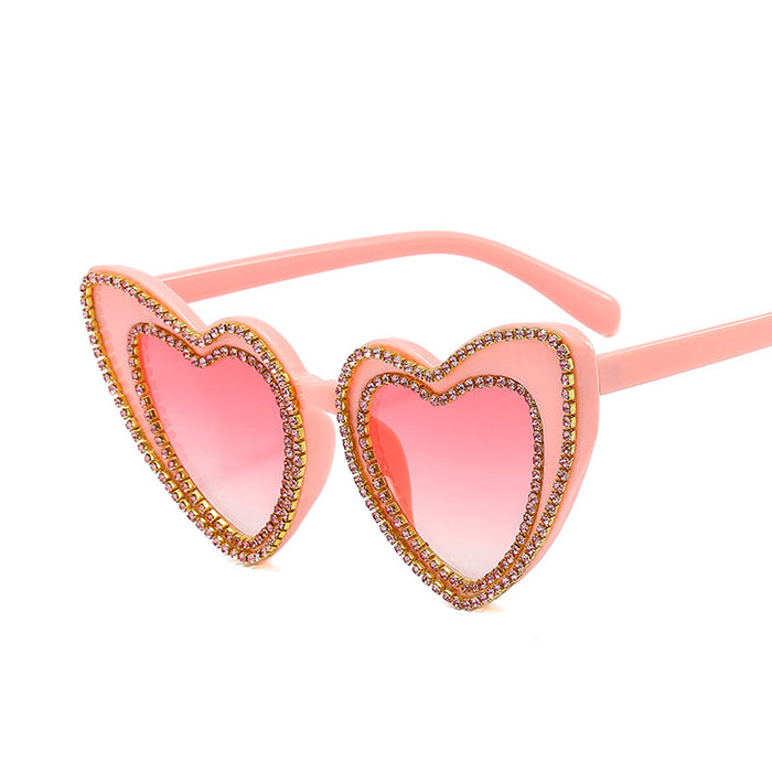 Wholesale love diamond sunglasses peach heart cute JDC-SG-XIa028