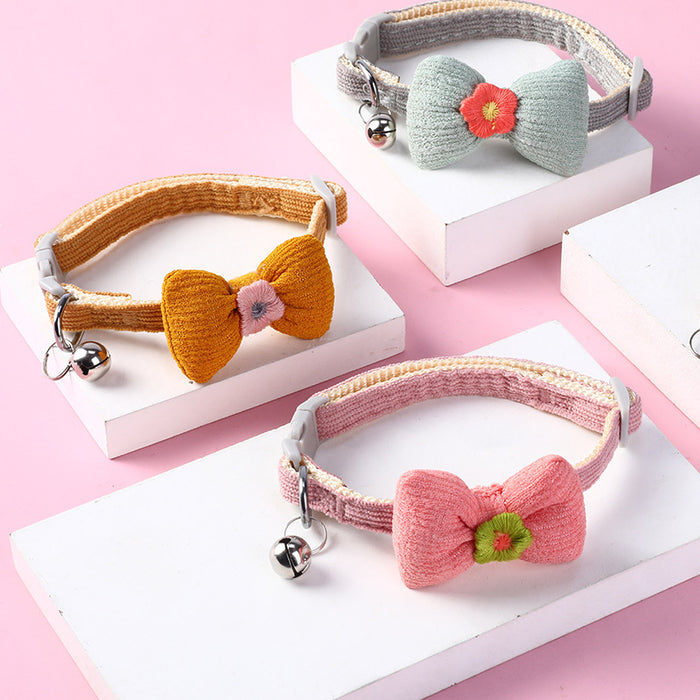 Wholesale Adjustable Polyester Pet Bow Cat Decorative Collar MOQ≥2 JDC-PD-LeC001