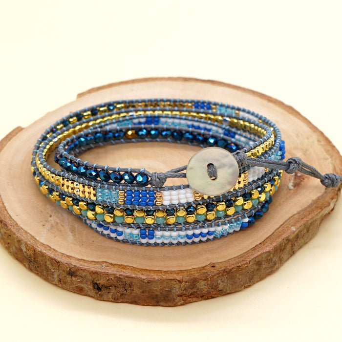 Wholesale Bracelet iron gallstone multilayer laminated Bohemian retro JDC-BT-GBH138