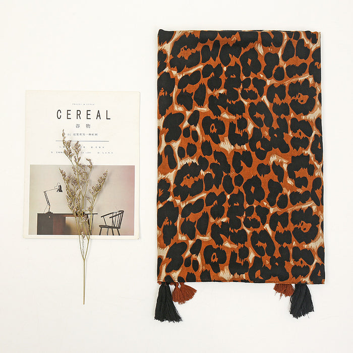 Wholesale Scarf Cotton Linen Leopard Shawl Ladies Warm Thickened JDC-SF-Jiaw002