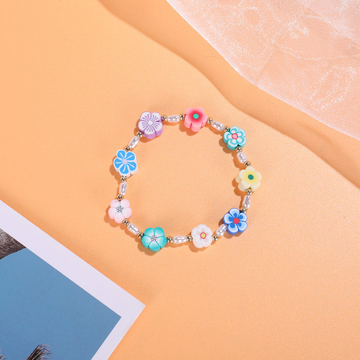 Wholesale Soft Pottery Bracelet Rice Bead Bracelet Colorful Bagua Small Flower JDC-BT-ZengZ028