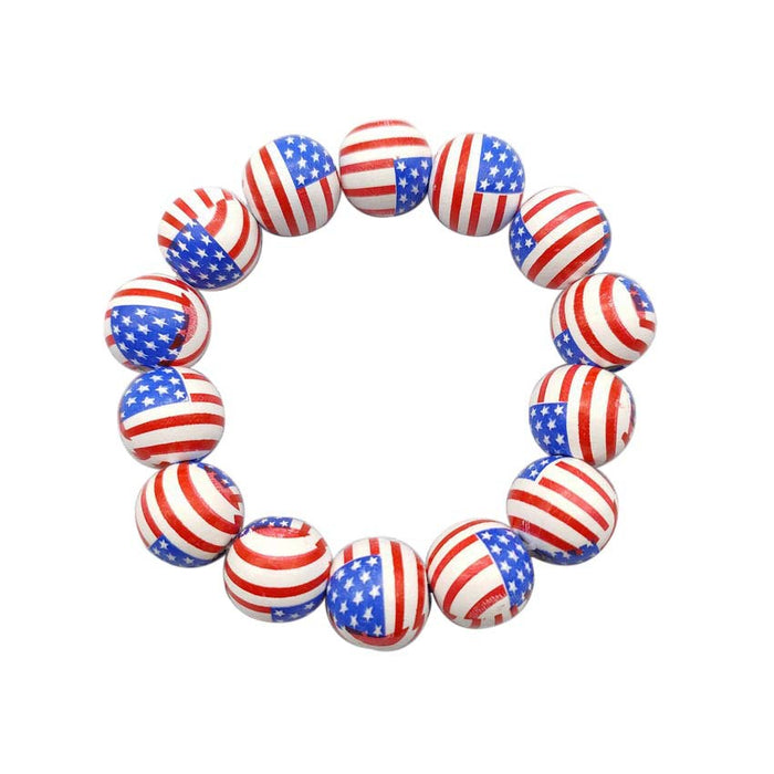 Wholesale 4th of July Independence Day Wooden Beads Bracelet Beaded JDC-BT-KDL001