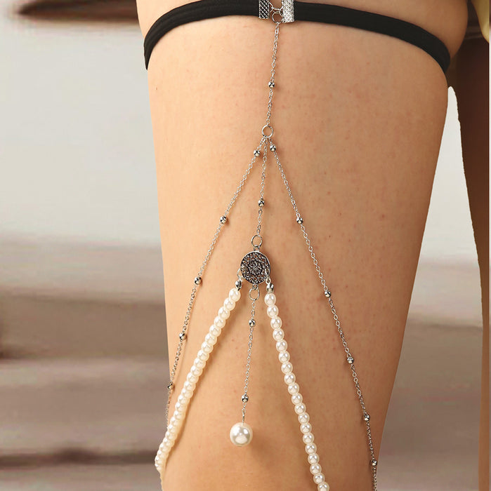 Wholesale Leg Chain Alloy Multilayer Pearl Chain Personality Long Body Chain Jewelry JDC-BJ-MYL002