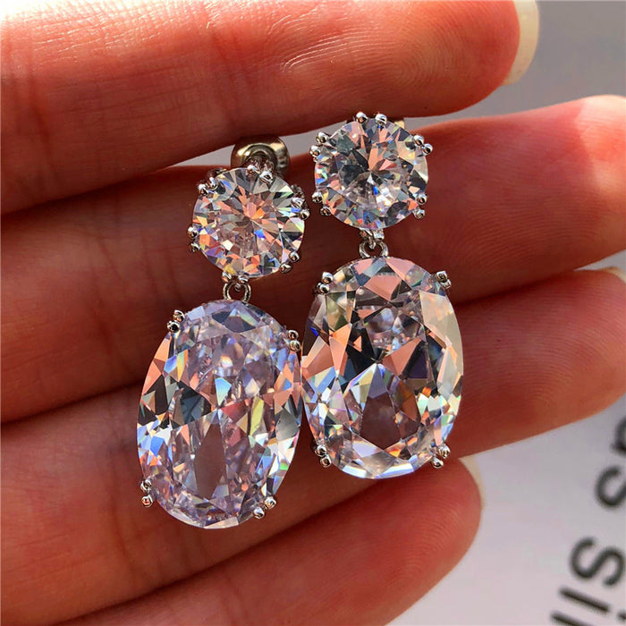 Wholesale temperament fashion egg-shaped large zircon earrings JDC-ES-Chenrui010