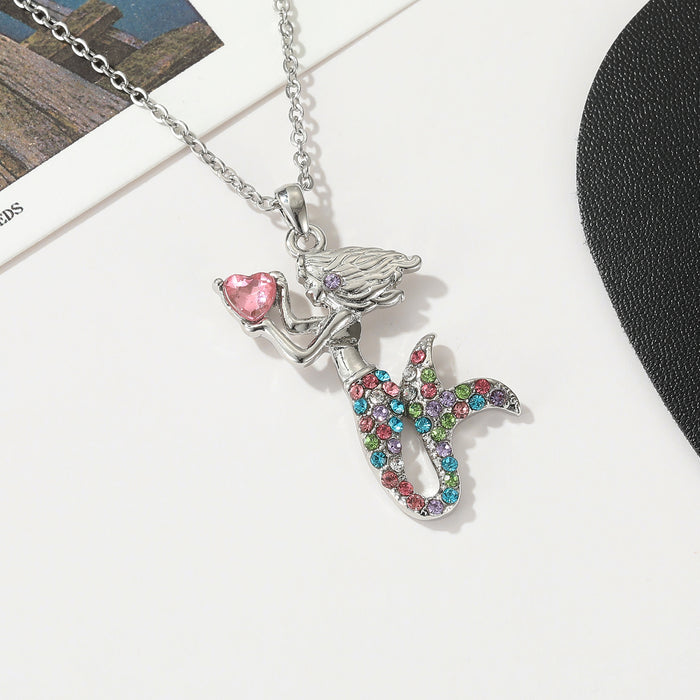 Wholesale ins new jewelry colorful mermaid necklace pendant MOQ≥2 JDC-NE-maida002