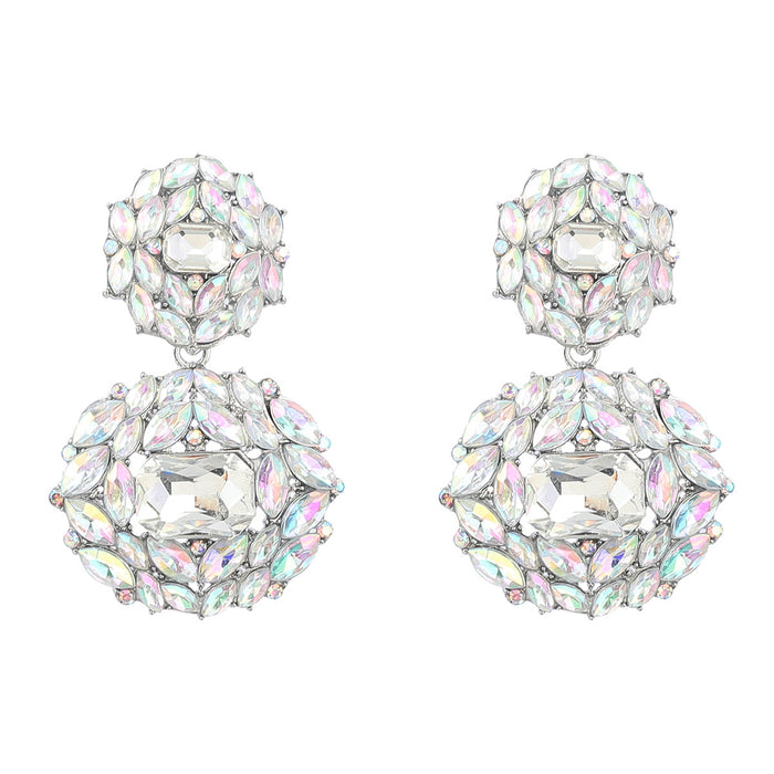 Wholesale Colored Diamond Multilayer Alloy Diamond Geometric Earrings JDC-ES-JL999