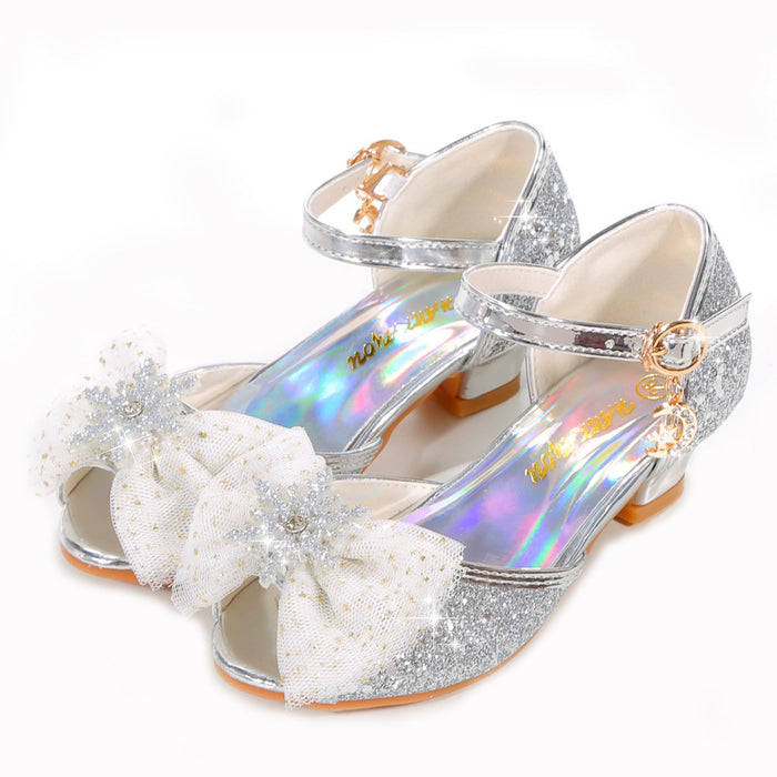 Wholesale Summer Bow Princess Shoes Little Girls High Heel Student Sandals JDC-SD-HNN001