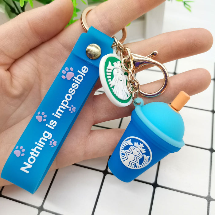 Jewelry WholesaleWholesale Silicone Milk Tea Cup Keychain JDC-KC-JFang002 Keychains 九方 %variant_option1% %variant_option2% %variant_option3%  Factory Price JoyasDeChina Joyas De China