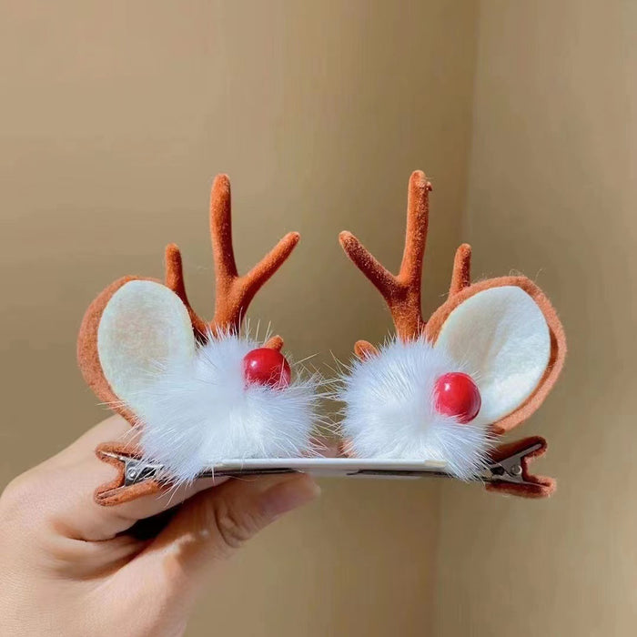 Wholesale Hair Clips Plastic Cloth Christmas Antlers JDC-HC-Yuxin001