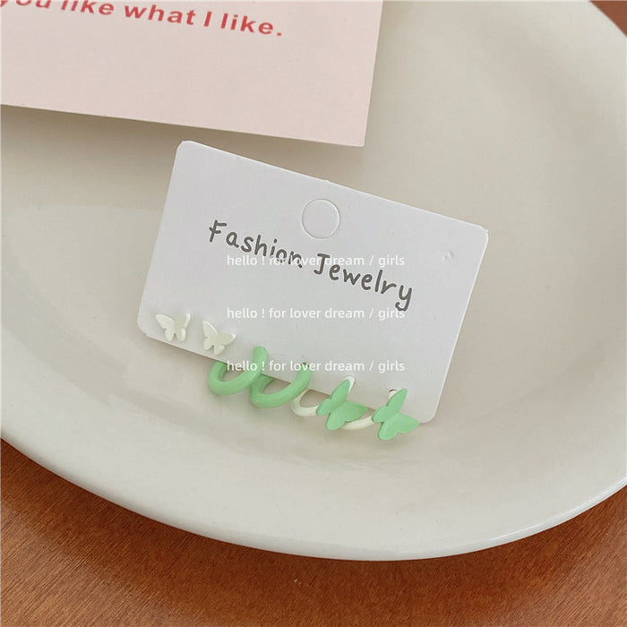 Wholesale Macaron BABY Blue Butterfly Earrings Set JDC-ES-Lfm022