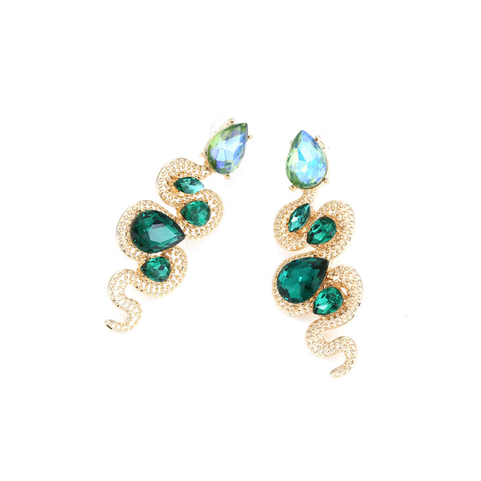 Wholesale Vintage Alloy Glass Snake Earrings JDC-ES-ManY046