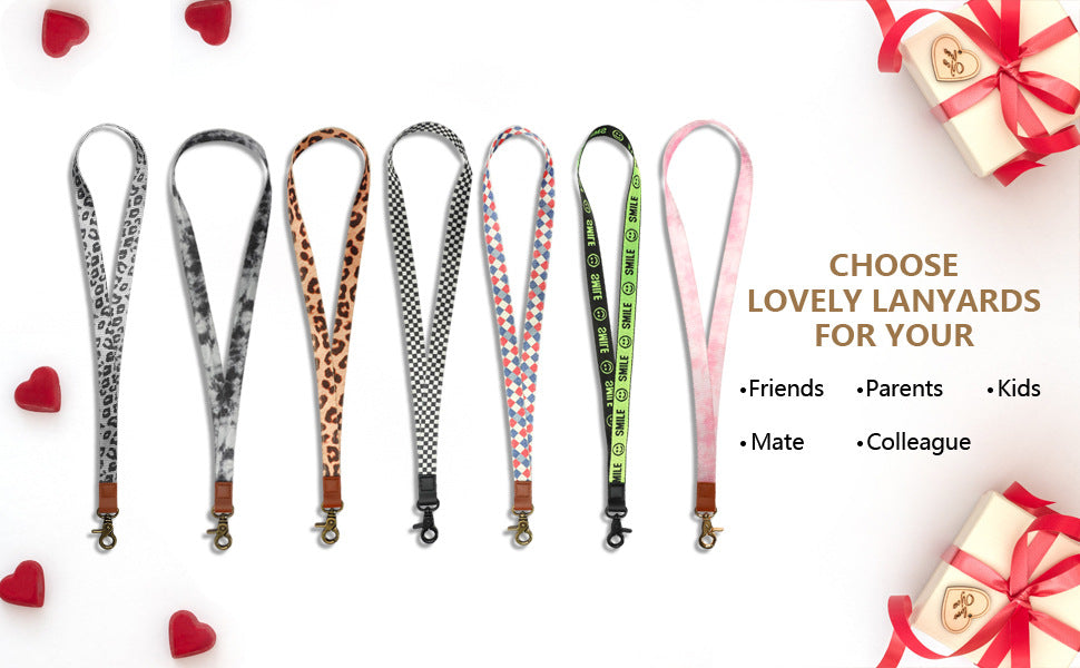 Wholesale Leopard Print Nylon Plaid Leather Lanyard Keychain MOQ≥3 JDC-KC-WF001