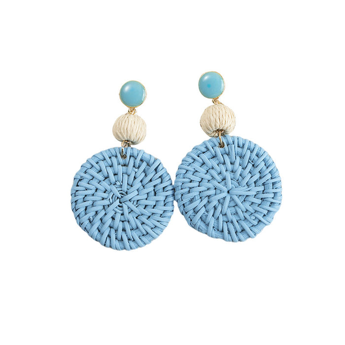 Wholesale Candy Color Rattan Holiday Style Earrings  MOQ≥3 JDC-ES-XLH004