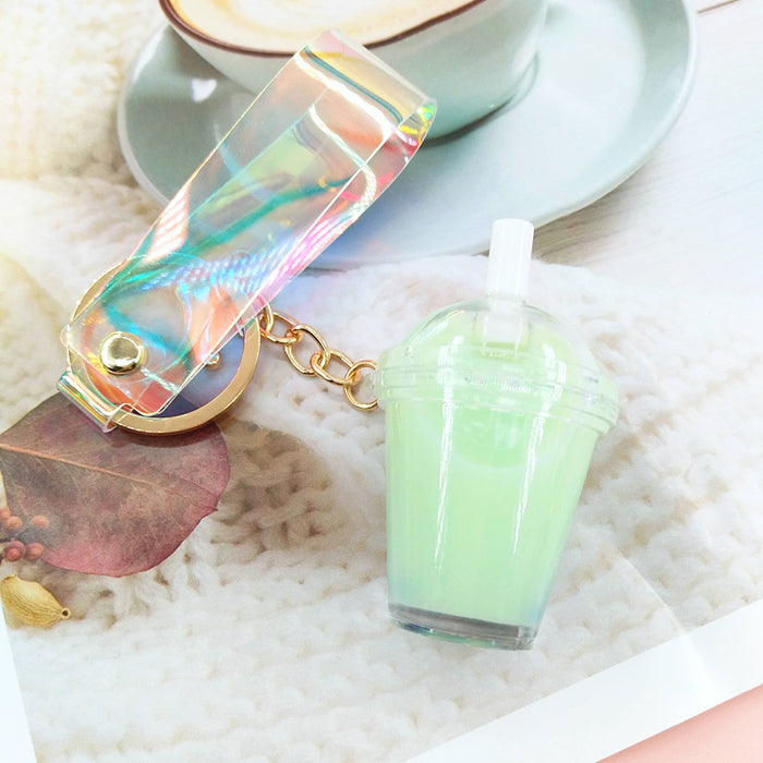 Wholesale Into Oil Pearl Milk Tea Metal Keychain MOQ≥2 JDC-KC-YChen006