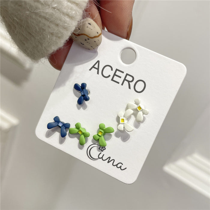 Wholesale crystal cute sweet earrings ceramic JDC-ES-Zhuji002