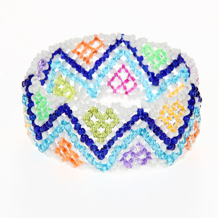 Wholesale rice bead mixed color  hand woven ethnic style bracelet JDC-BT-ZheQ019