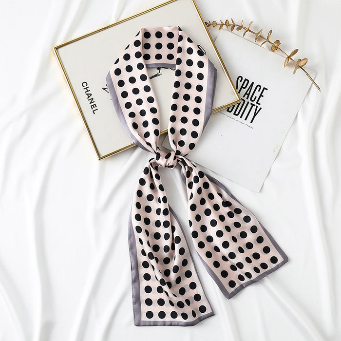 Jewelry WholesaleWholesale long polka dot printing bag straps hairband long silk scarf MOQ≥2 JDC-SS-SYue006 Silk Scarf 丝悦 %variant_option1% %variant_option2% %variant_option3%  Factory Price JoyasDeChina Joyas De China