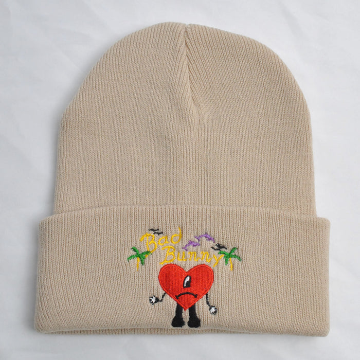 Wholesale Hat Acrylic Heart Embroidery Knitted Hat MOQ≥2 (F) JDC-FH-XRong004