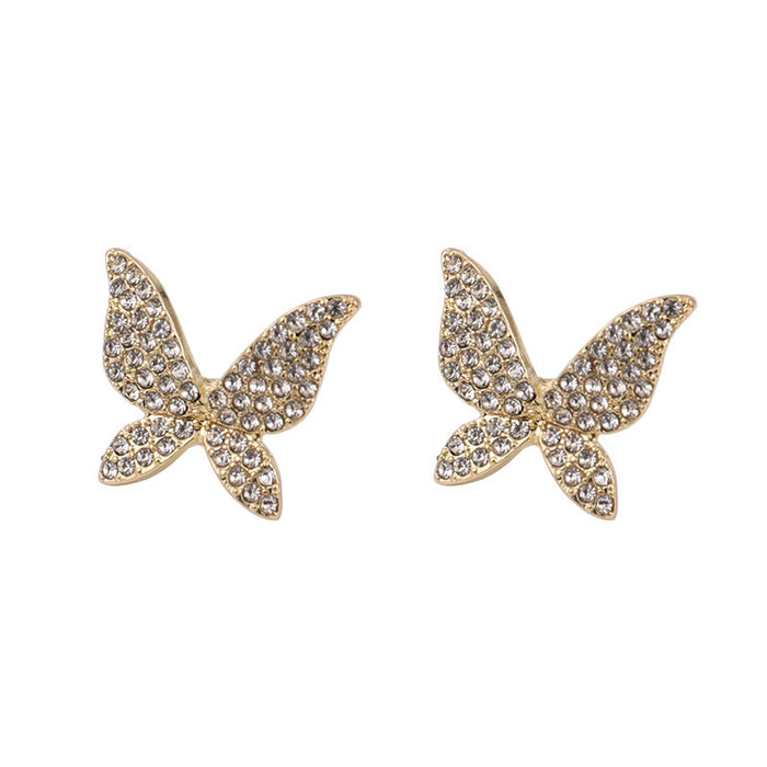 Jewelry WholesaleWholesale 925 Silver Needle Full Diamond Butterfly Alloy Stud Single Earrings JDC-ES-BY300 Earrings 宝钰 %variant_option1% %variant_option2% %variant_option3%  Factory Price JoyasDeChina Joyas De China