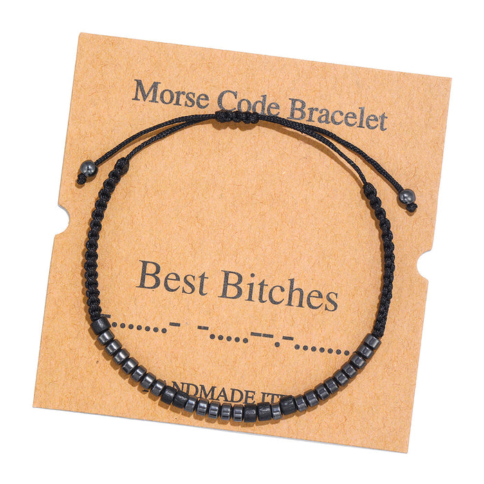 Jewelry WholesaleWholesale Morse Code Black Iron Stone Beaded Braided Bracelet JDC-BT-ZhuJ002 Bracelet 诛积 %variant_option1% %variant_option2% %variant_option3%  Factory Price JoyasDeChina Joyas De China